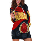 Personalized Suns Football Hoodie Dress Easter Egg Pattern Red Yellow Tribal Dot Art Style