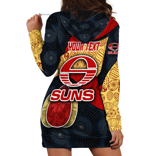 Personalized Suns Football Hoodie Dress Easter Egg Pattern Red Yellow Tribal Dot Art Style