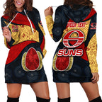 Personalized Suns Football Hoodie Dress Easter Egg Pattern Red Yellow Tribal Dot Art Style