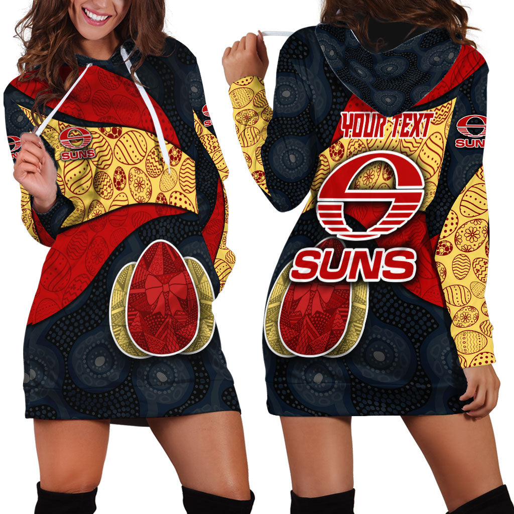 Personalized Suns Football Hoodie Dress Easter Egg Pattern Red Yellow Tribal Dot Art Style