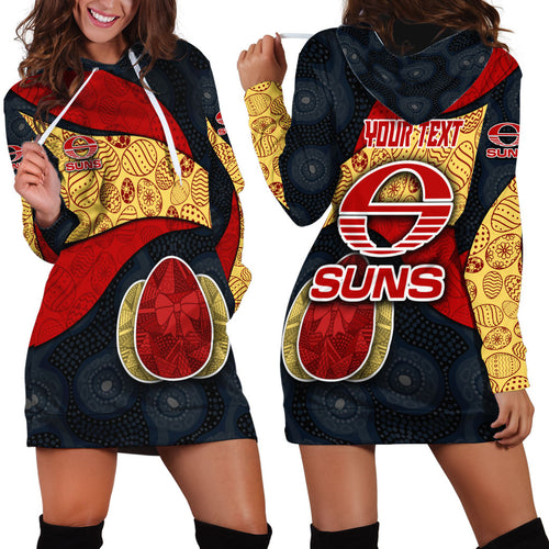 Personalized Suns Football Hoodie Dress Easter Egg Pattern Red Yellow Tribal Dot Art Style