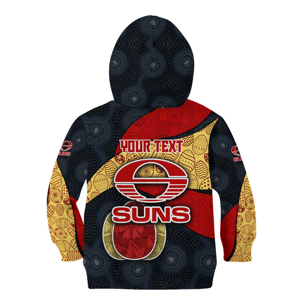 Personalized Suns Football Kid Hoodie Easter Egg Pattern Red Yellow Tribal Dot Art Style