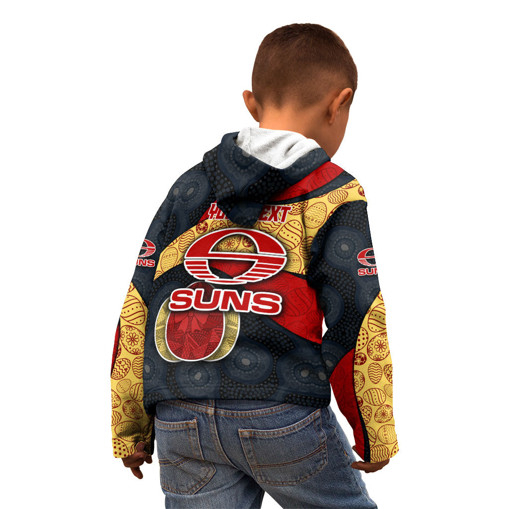 Personalized Suns Football Kid Hoodie Easter Egg Pattern Red Yellow Tribal Dot Art Style