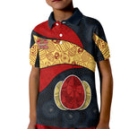 Personalized Suns Football Kid Polo Shirt Easter Egg Pattern Red Yellow Tribal Dot Art Style