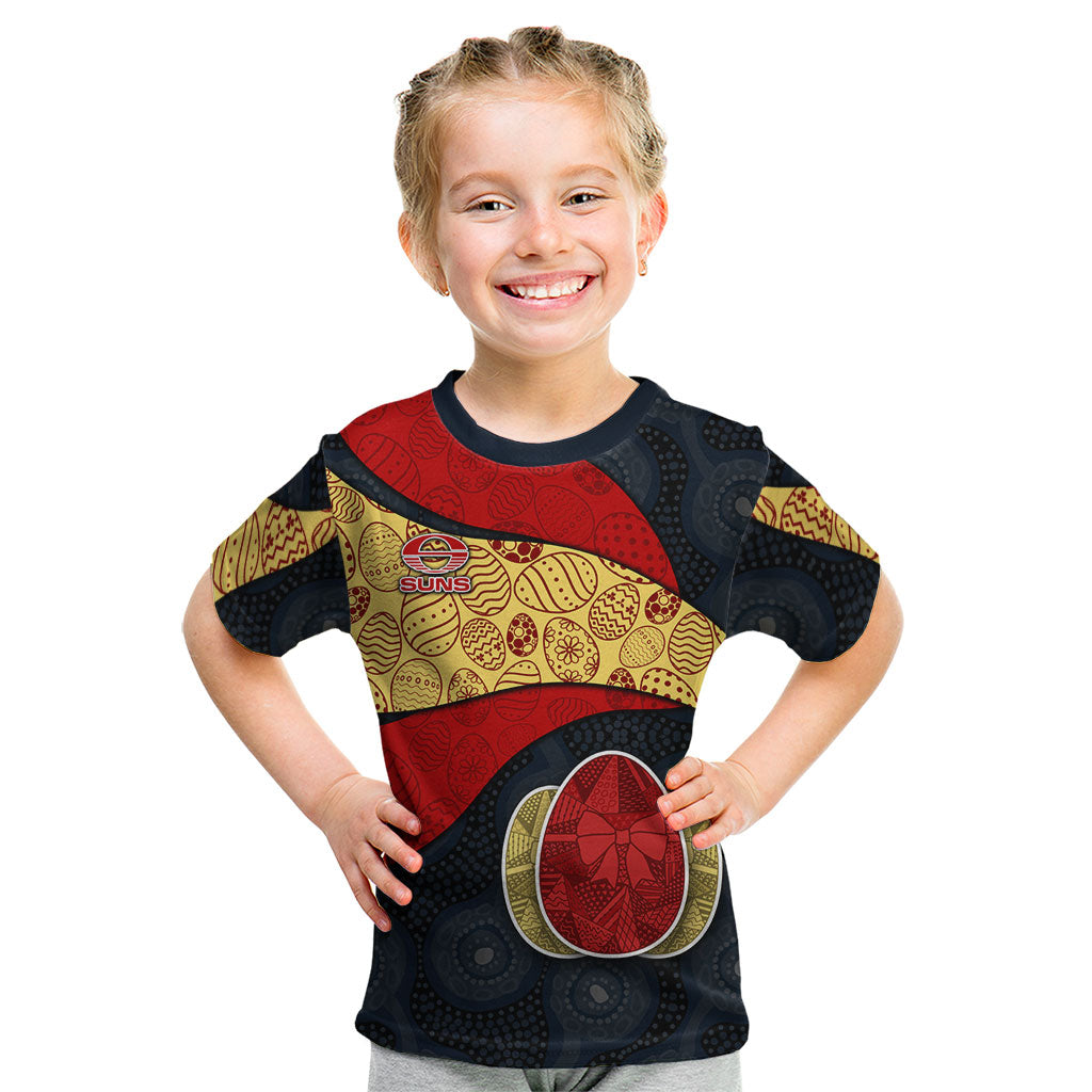 Personalized Suns Football Kid T Shirt Easter Egg Pattern Red Yellow Tribal Dot Art Style