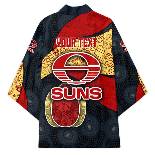 Personalized Suns Football Kimono Easter Egg Pattern Red Yellow Tribal Dot Art Style