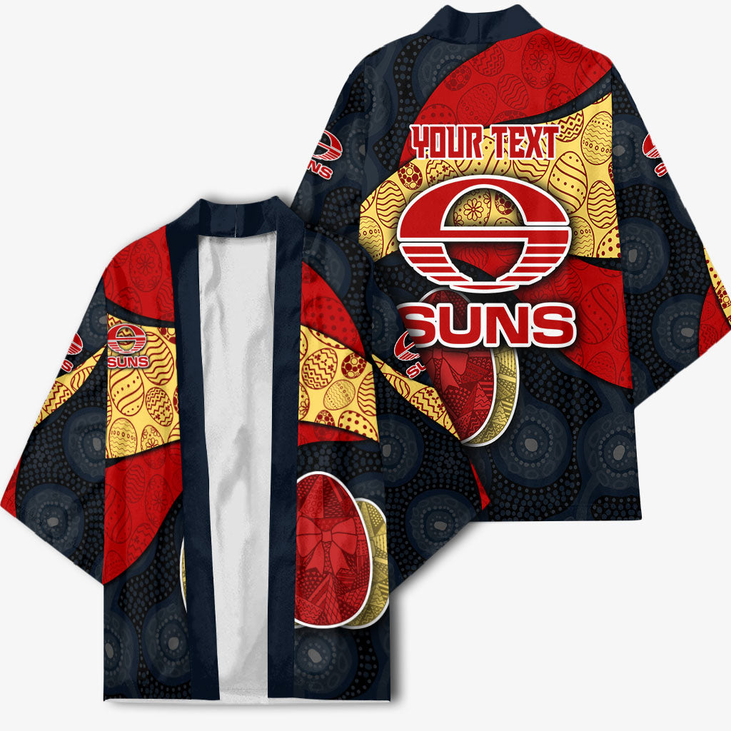 Personalized Suns Football Kimono Easter Egg Pattern Red Yellow Tribal Dot Art Style
