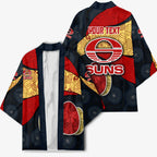 Personalized Suns Football Kimono Easter Egg Pattern Red Yellow Tribal Dot Art Style