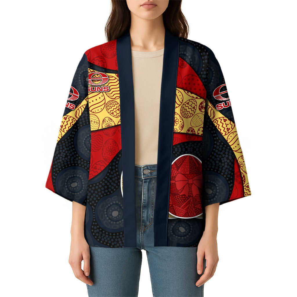 Personalized Suns Football Kimono Easter Egg Pattern Red Yellow Tribal Dot Art Style