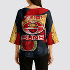 Personalized Suns Football Kimono Sleeve Blouse Easter Egg Pattern Red Yellow Tribal Dot Art Style