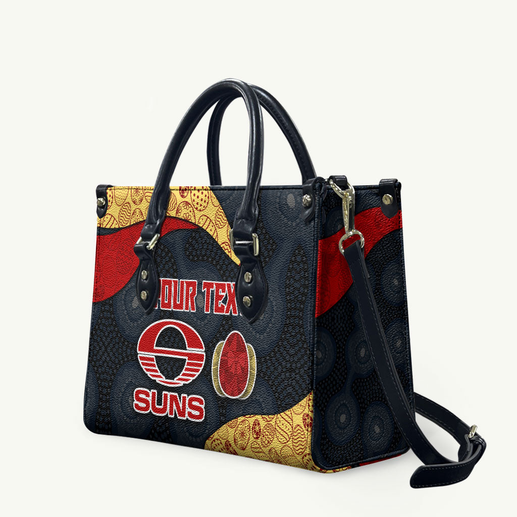 Personalized Suns Football Leather Bag Easter Egg Pattern Red Yellow Tribal Dot Art Style