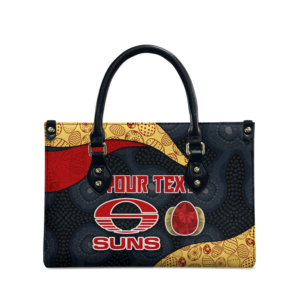 Personalized Suns Football Leather Bag Easter Egg Pattern Red Yellow Tribal Dot Art Style