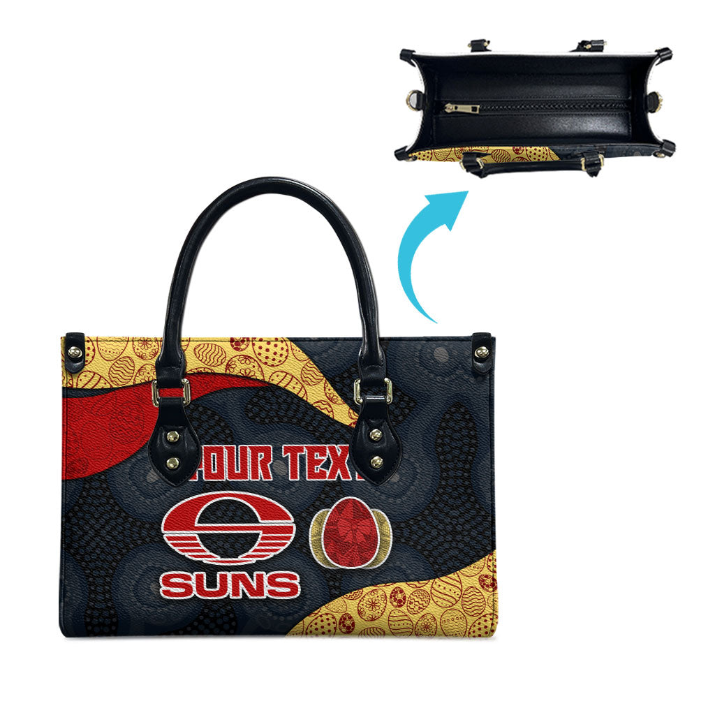 Personalized Suns Football Leather Bag Easter Egg Pattern Red Yellow Tribal Dot Art Style