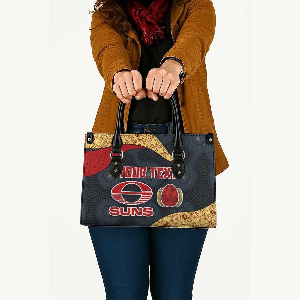 Personalized Suns Football Leather Bag Easter Egg Pattern Red Yellow Tribal Dot Art Style