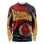 Personalized Suns Football Long Sleeve Shirt Easter Egg Pattern Red Yellow Tribal Dot Art Style
