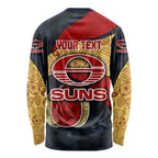Personalized Suns Football Long Sleeve Shirt Easter Egg Pattern Red Yellow Tribal Dot Art Style
