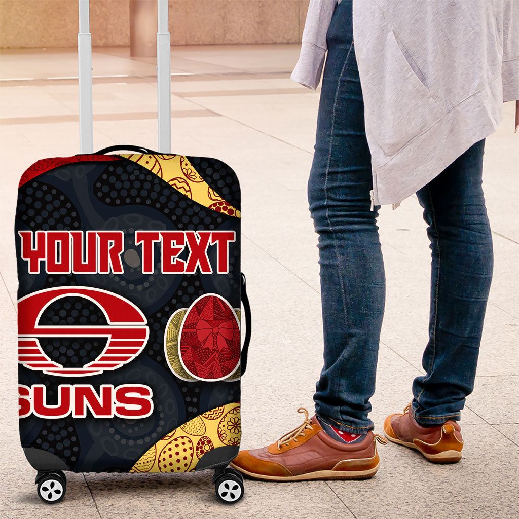 Personalized Suns Football Luggage Cover Easter Egg Pattern Red Yellow Tribal Dot Art Style