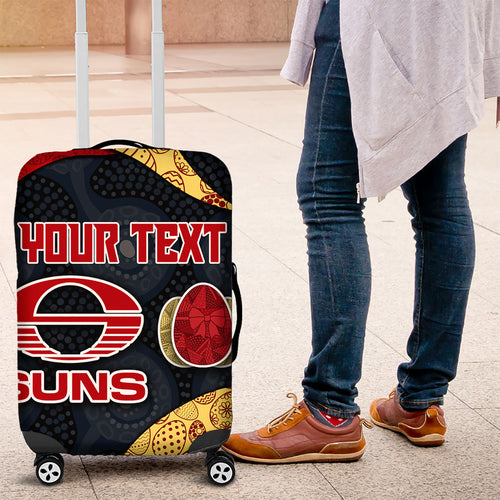 Personalized Suns Football Luggage Cover Easter Egg Pattern Red Yellow Tribal Dot Art Style