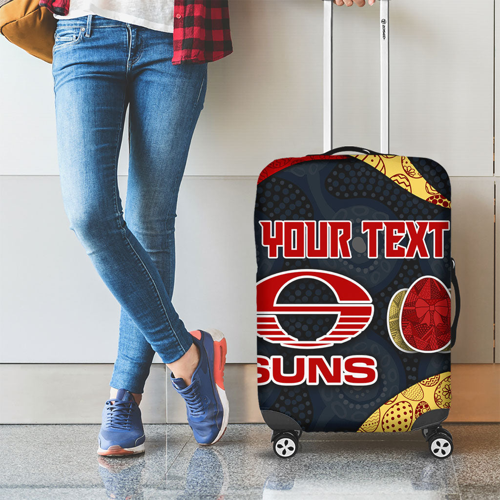 Personalized Suns Football Luggage Cover Easter Egg Pattern Red Yellow Tribal Dot Art Style