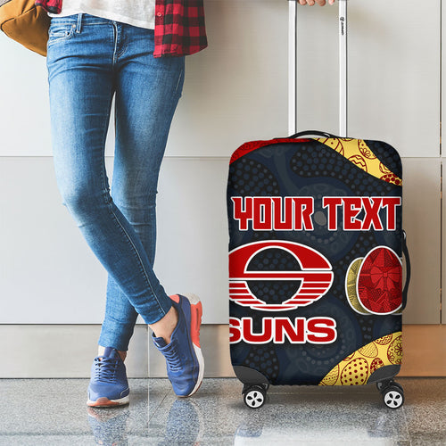 Personalized Suns Football Luggage Cover Easter Egg Pattern Red Yellow Tribal Dot Art Style