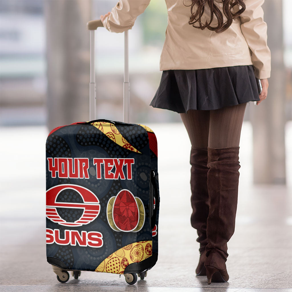 Personalized Suns Football Luggage Cover Easter Egg Pattern Red Yellow Tribal Dot Art Style