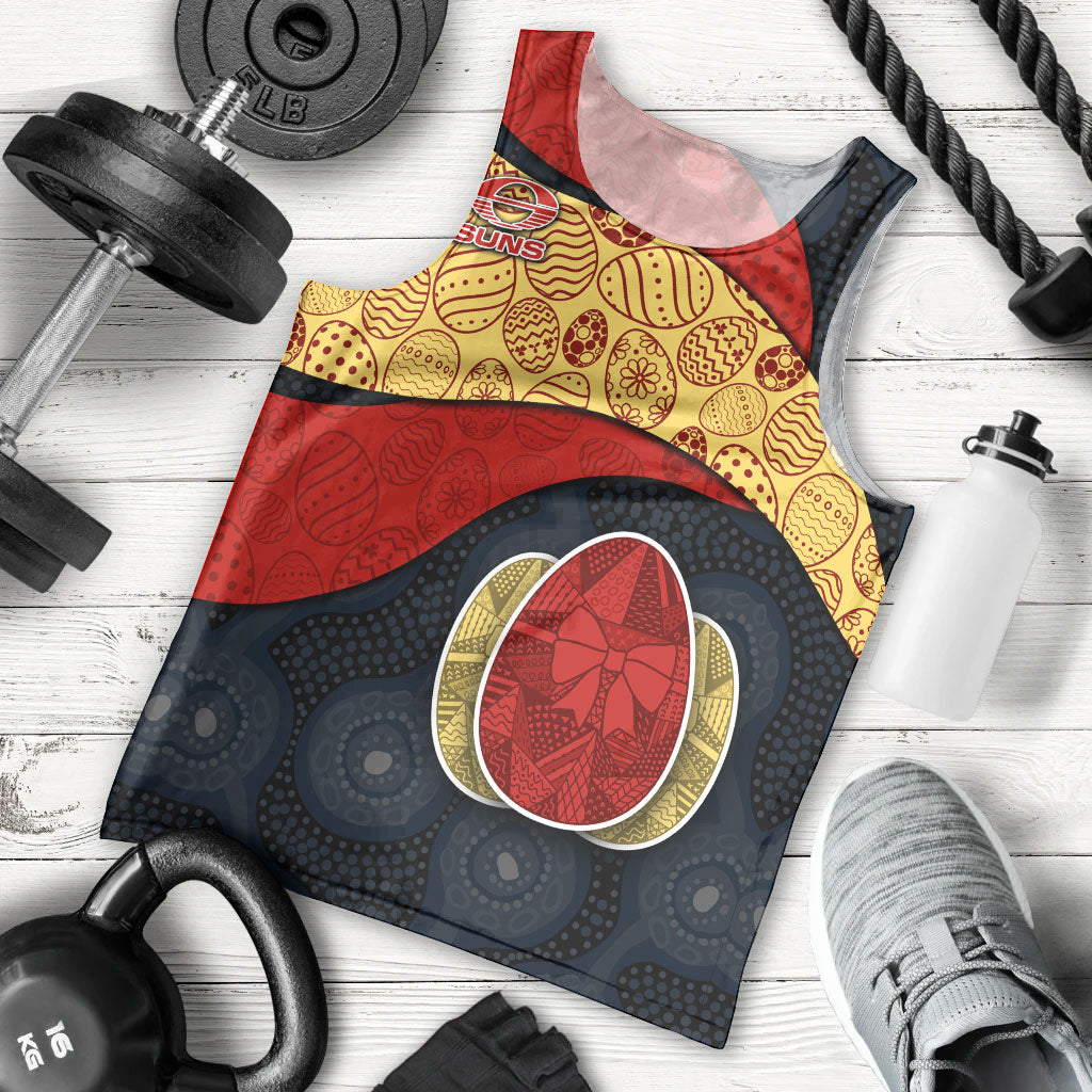 Personalized Suns Football Men Tank Top Easter Egg Pattern Red Yellow Tribal Dot Art Style