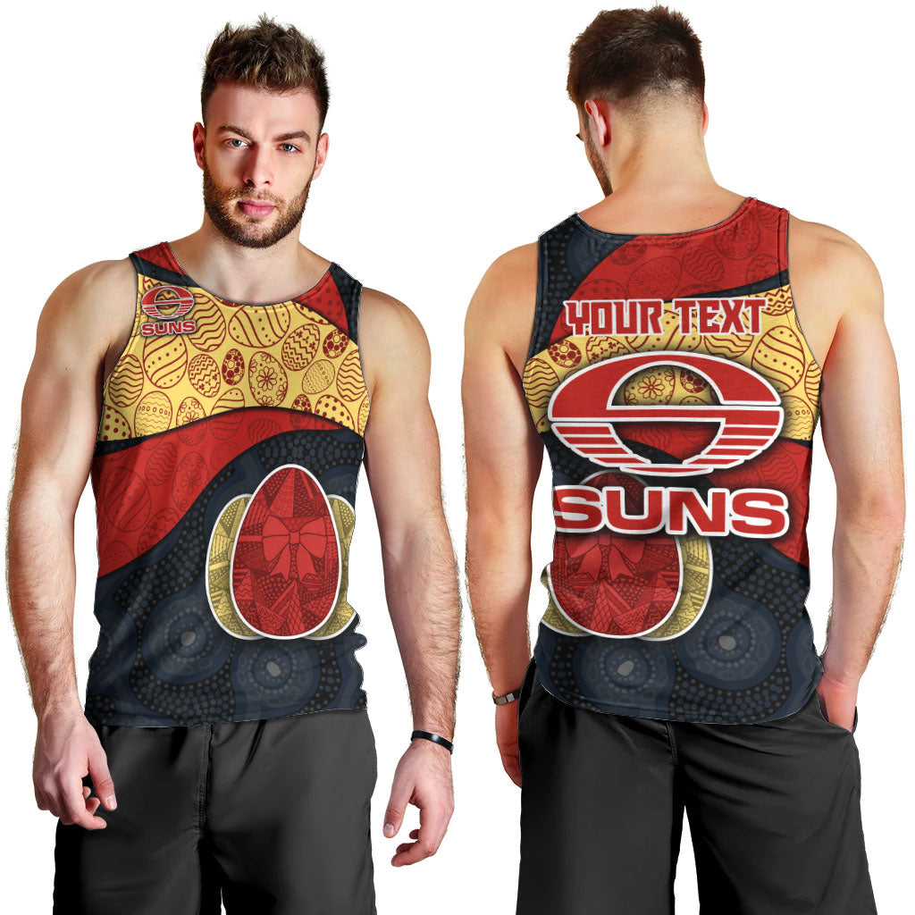 Personalized Suns Football Men Tank Top Easter Egg Pattern Red Yellow Tribal Dot Art Style