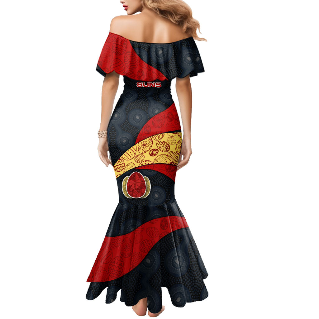 Personalized Suns Football Mermaid Dress Easter Egg Pattern Red Yellow Tribal Dot Art Style