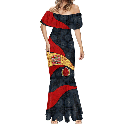 Personalized Suns Football Mermaid Dress Easter Egg Pattern Red Yellow Tribal Dot Art Style