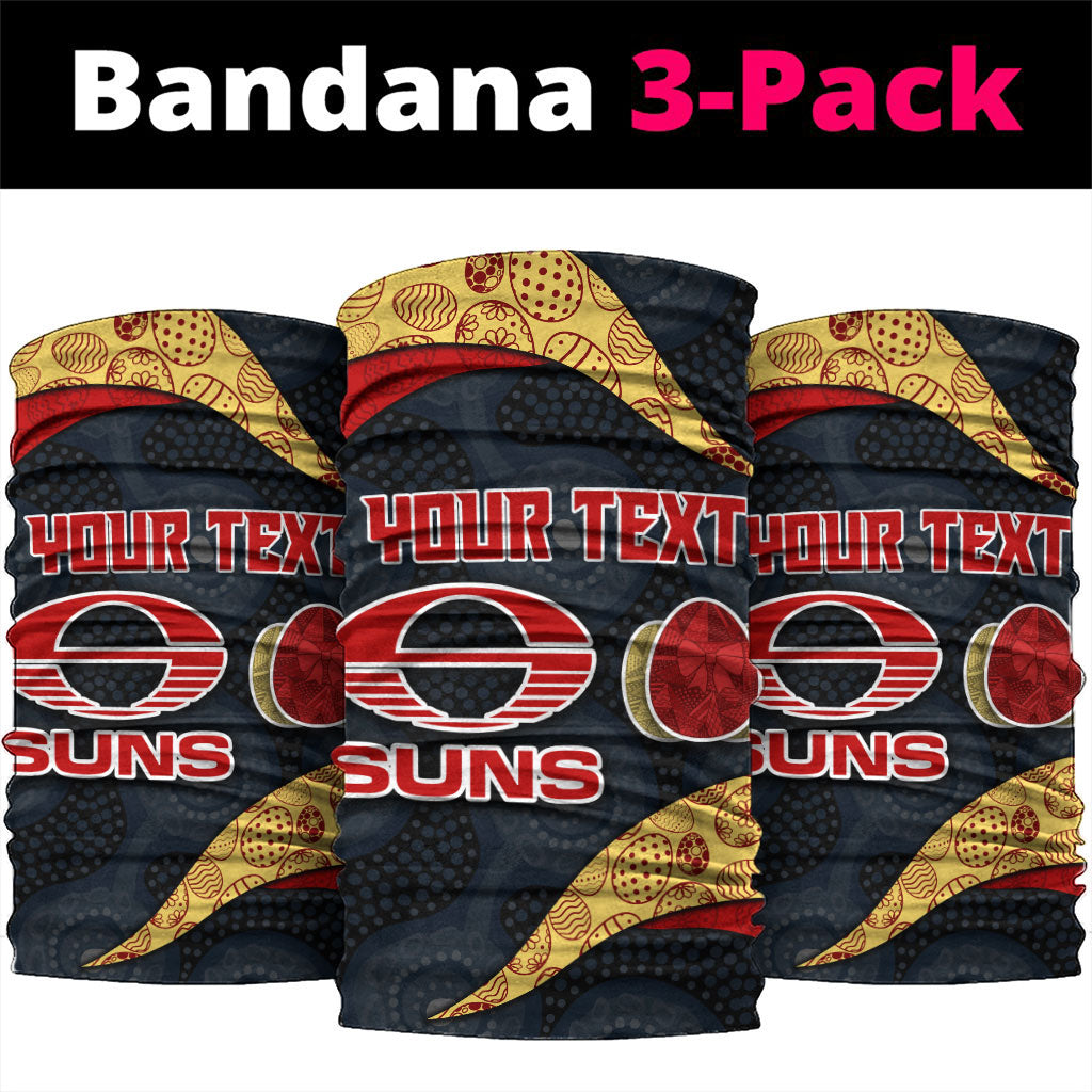 Personalized Suns Football Neck Gaiter Easter Egg Pattern Red Yellow Tribal Dot Art Style