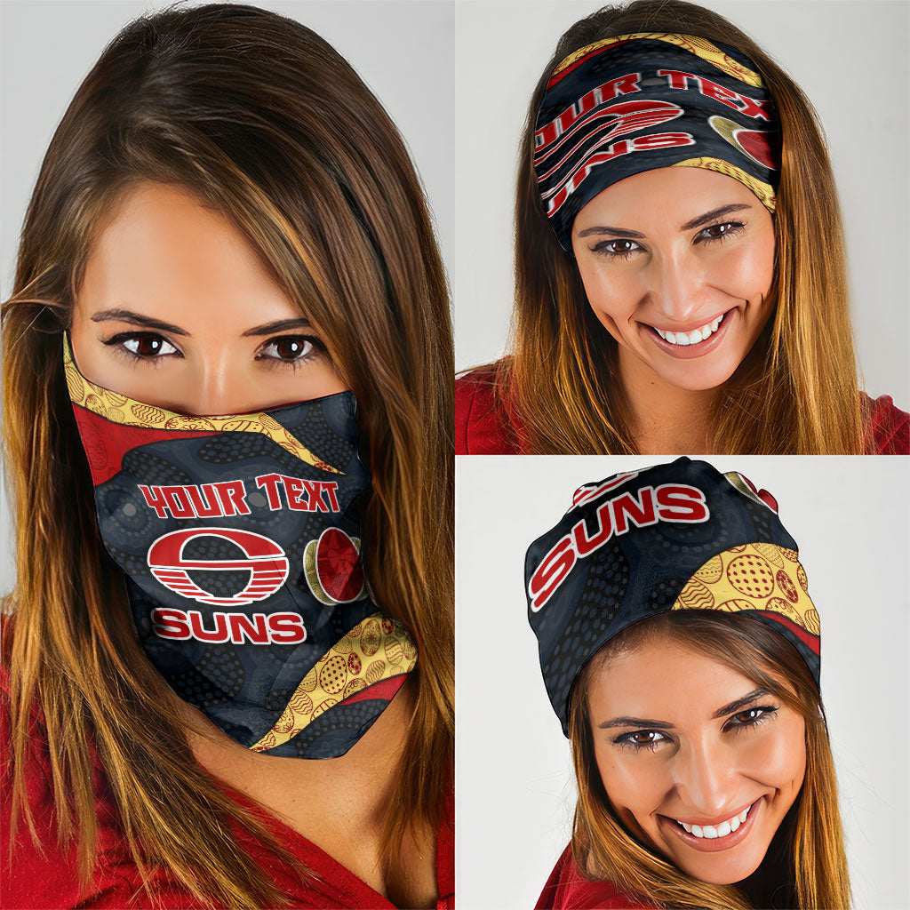 Personalized Suns Football Neck Gaiter Easter Egg Pattern Red Yellow Tribal Dot Art Style