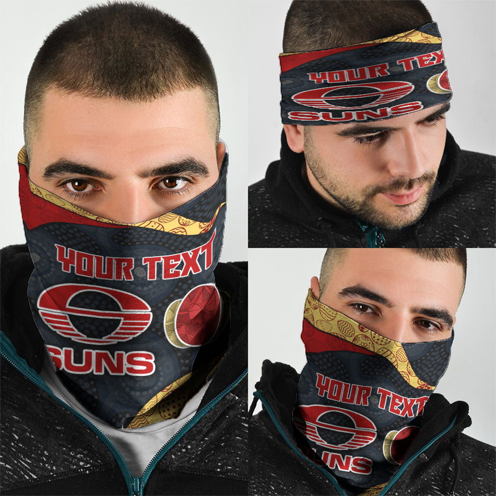 Personalized Suns Football Neck Gaiter Easter Egg Pattern Red Yellow Tribal Dot Art Style