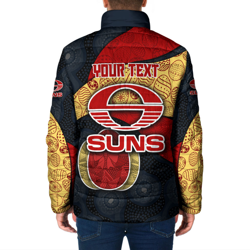 Personalized Suns Football Padded Jacket Easter Egg Pattern Red Yellow Tribal Dot Art Style