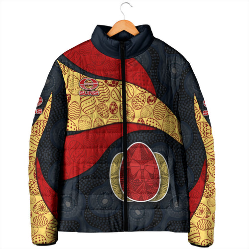 Personalized Suns Football Padded Jacket Easter Egg Pattern Red Yellow Tribal Dot Art Style