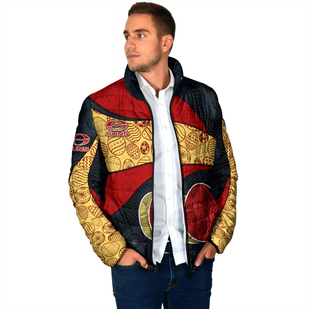 Personalized Suns Football Padded Jacket Easter Egg Pattern Red Yellow Tribal Dot Art Style