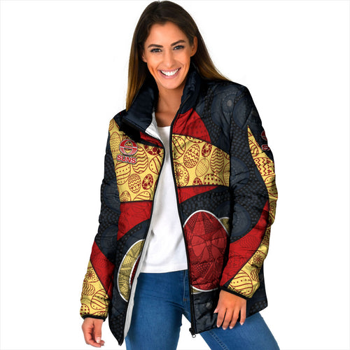 Personalized Suns Football Padded Jacket Easter Egg Pattern Red Yellow Tribal Dot Art Style