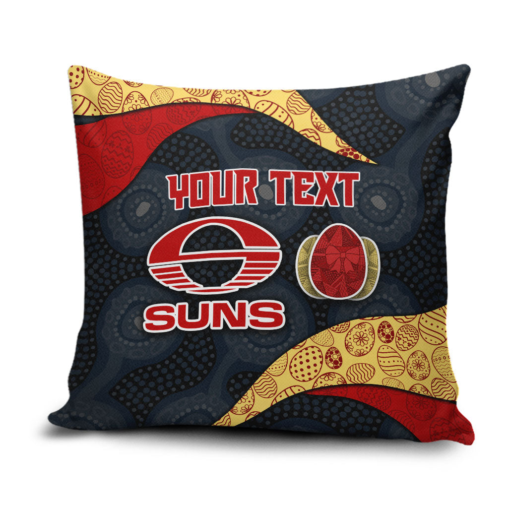 Personalized Suns Football Pillow Cover Easter Egg Pattern Red Yellow Tribal Dot Art Style