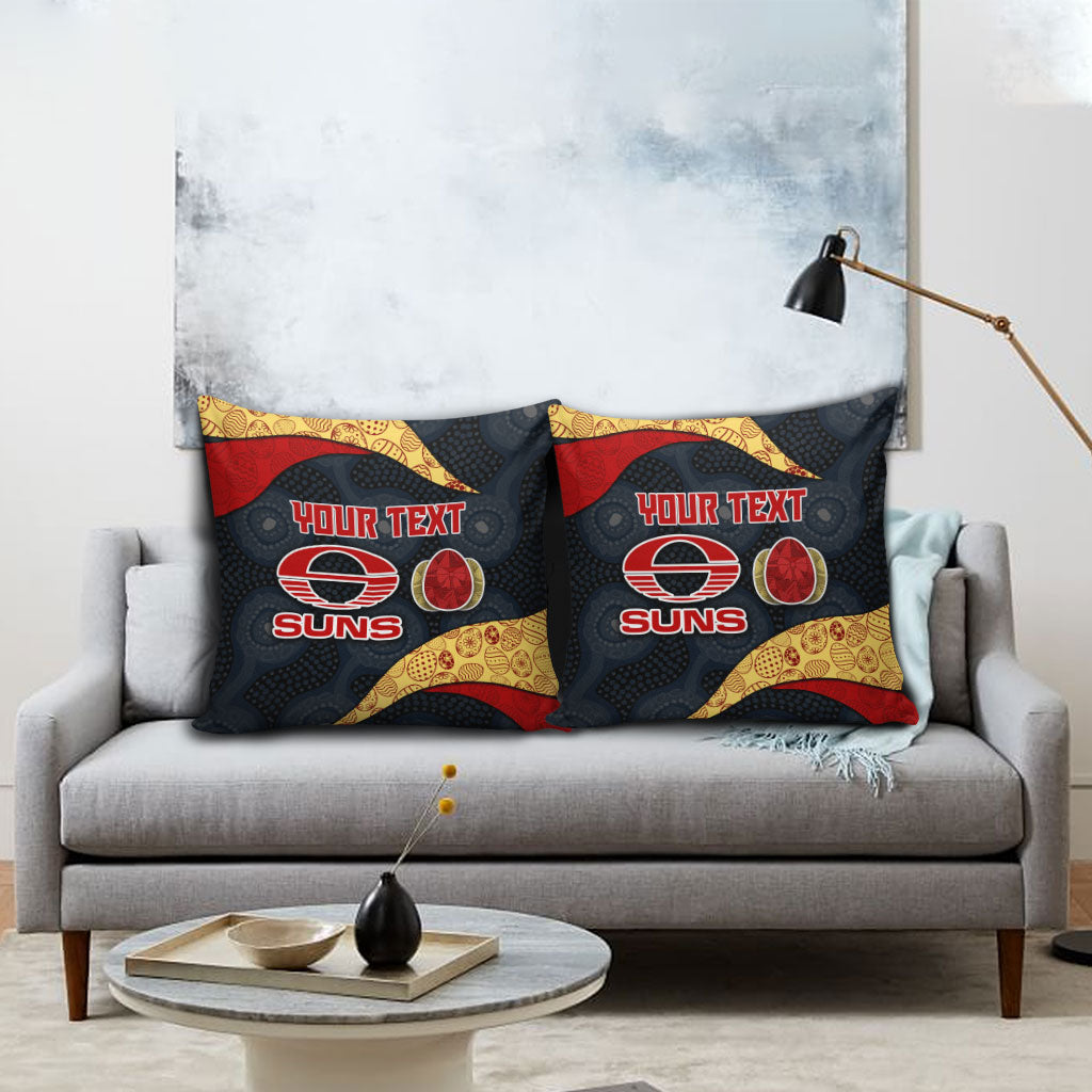 Personalized Suns Football Pillow Cover Easter Egg Pattern Red Yellow Tribal Dot Art Style