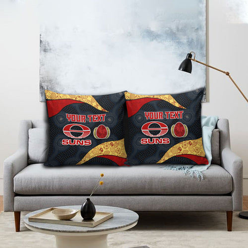 Personalized Suns Football Pillow Cover Easter Egg Pattern Red Yellow Tribal Dot Art Style