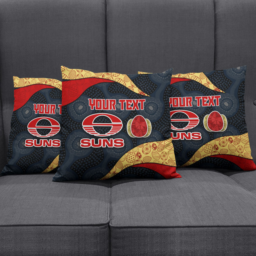 Personalized Suns Football Pillow Cover Easter Egg Pattern Red Yellow Tribal Dot Art Style