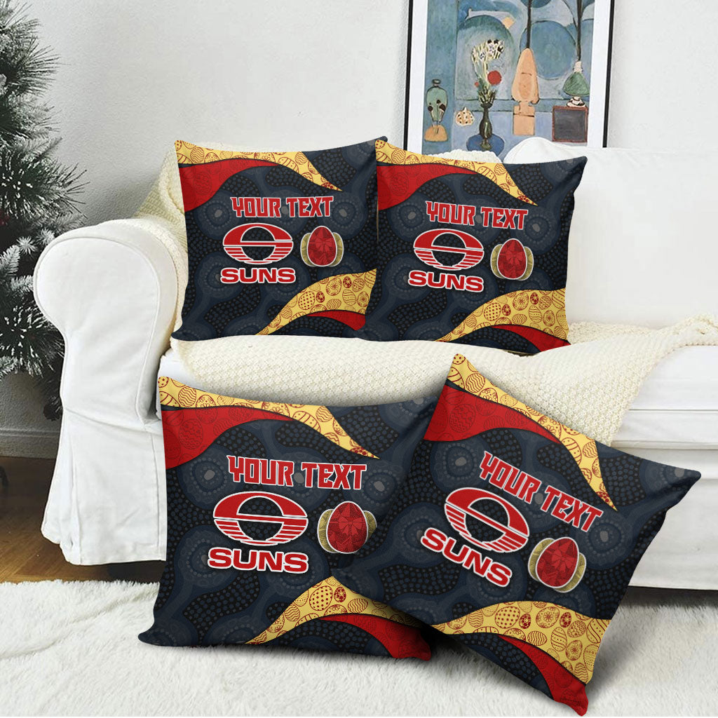 Personalized Suns Football Pillow Cover Easter Egg Pattern Red Yellow Tribal Dot Art Style