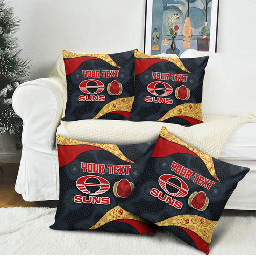 Personalized Suns Football Pillow Cover Easter Egg Pattern Red Yellow Tribal Dot Art Style