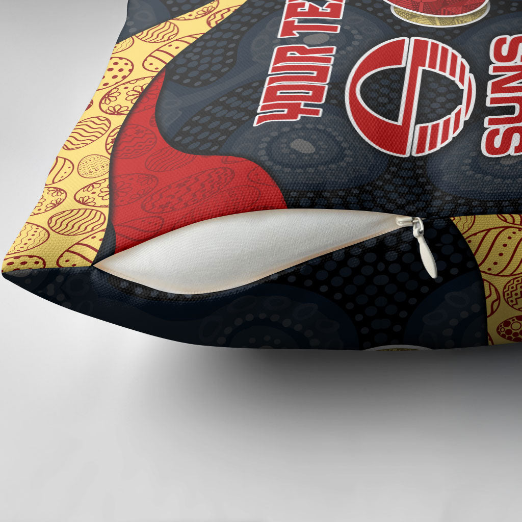 Personalized Suns Football Pillow Cover Easter Egg Pattern Red Yellow Tribal Dot Art Style