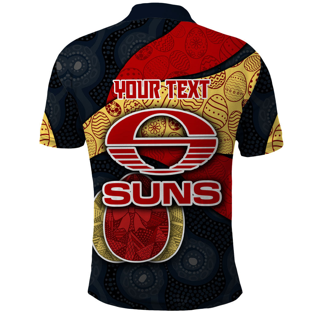 Personalized Suns Football Polo Shirt Easter Egg Pattern Red Yellow Tribal Dot Art Style