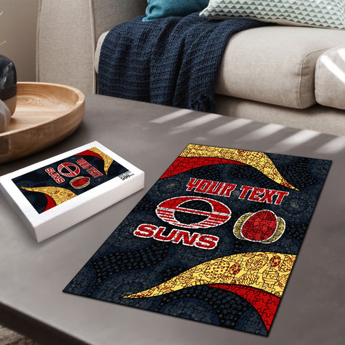 Personalized Suns Football Puzzle Easter Egg Pattern Red Yellow Tribal Dot Art Style