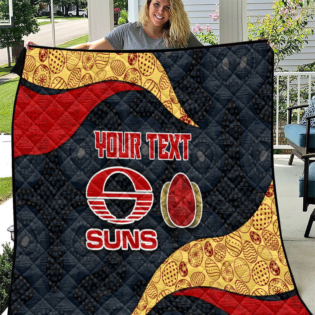 Personalized Suns Football Quilt Easter Egg Pattern Red Yellow Tribal Dot Art Style