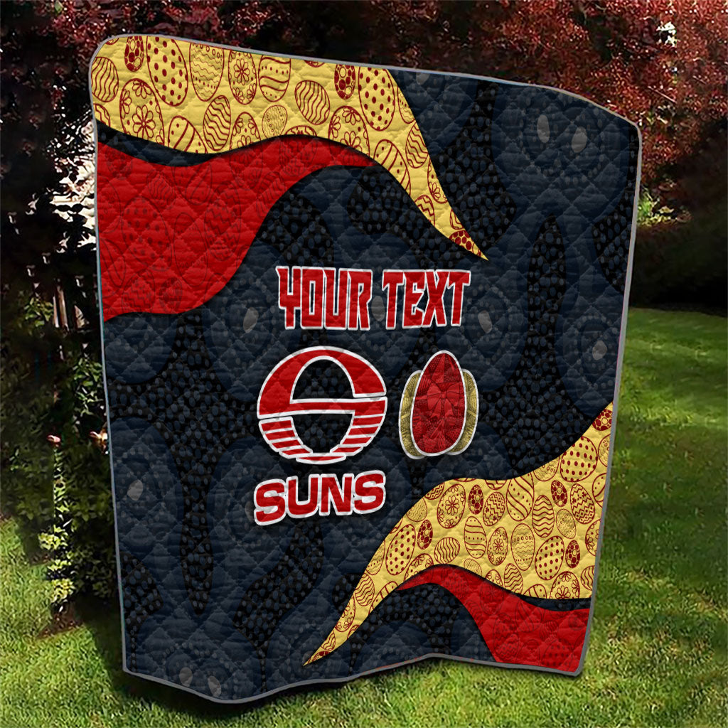 Personalized Suns Football Quilt Easter Egg Pattern Red Yellow Tribal Dot Art Style