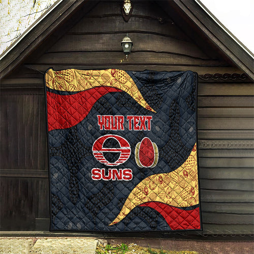 Personalized Suns Football Quilt Easter Egg Pattern Red Yellow Tribal Dot Art Style