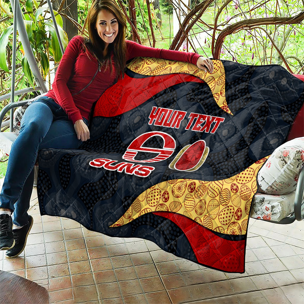 Personalized Suns Football Quilt Easter Egg Pattern Red Yellow Tribal Dot Art Style