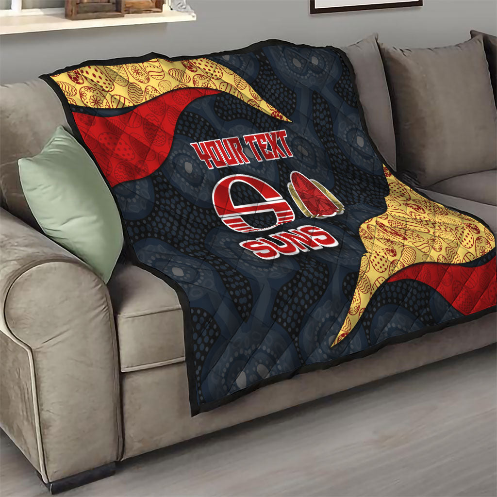 Personalized Suns Football Quilt Easter Egg Pattern Red Yellow Tribal Dot Art Style